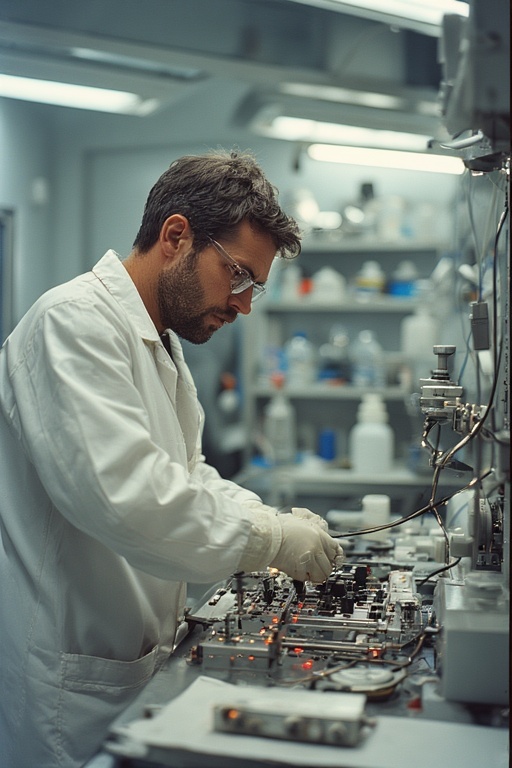 в лаборатории